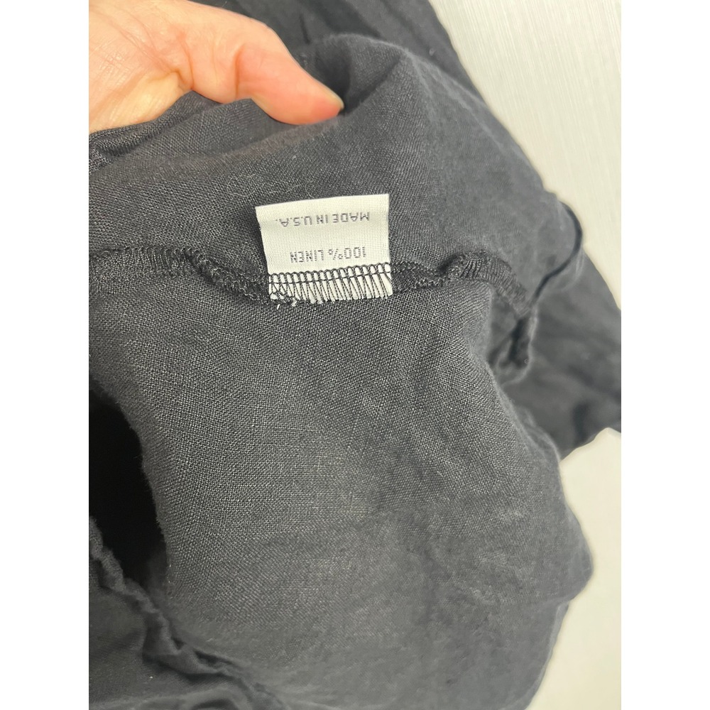 Bryn Walker Mother of Pearl Button Front L Black Linen Tunic Lagenlook Coastal - Picture 9 of 11